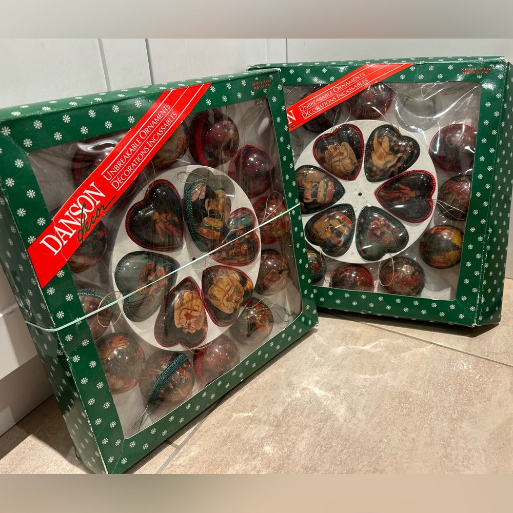 DANSON CHRISTMAS UNBREAKABLE VINTAGE ORNAMENTS